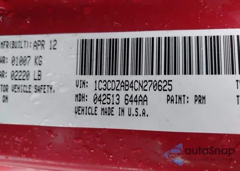 2012 Dodge Avenger Se z USA, uszkodzony, nr VIN 1C3CDZAB4CN270625